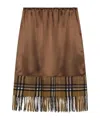 Burberry Checked Midi Fringed Skirt In Brown