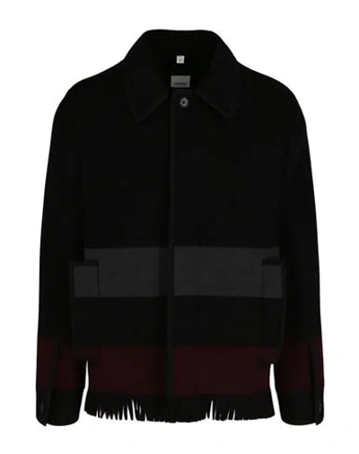 Burberry Fringed Wool Jacket Man Jacket Multicolored Size 50 Virgin Wool In Black