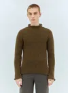 Burberry Men Fringed Wool Sweater In Brown