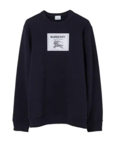 Burberry Front Logo Patch Sweatshirt In Black