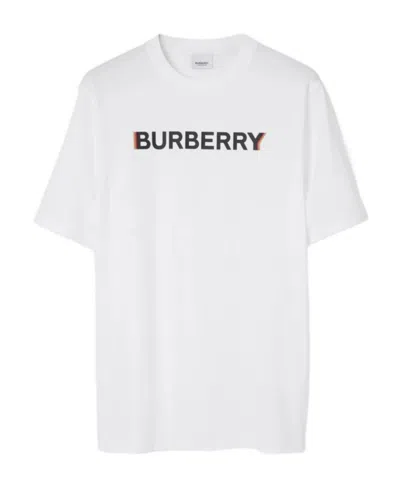 Burberry Logo Print Cotton Oversized T-shirt In White