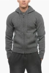 BURBERRY FRONT ZIPPED CASHMERE BLEND HOODIE