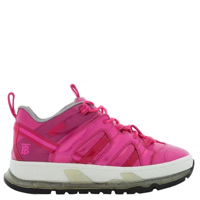 Burberry Fuchsia Union Mixed Media Sneakers In Pink