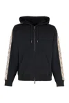 Burberry Drawstring Hoodie Check Trim In Black