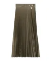 Shop Burberry Fully-pleated Wool-blend Skirt In Green