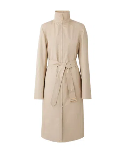 Burberry Funnel Neck Trench Coat In Neutral
