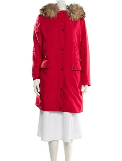Pre-owned Burberry Fur Coat In Red