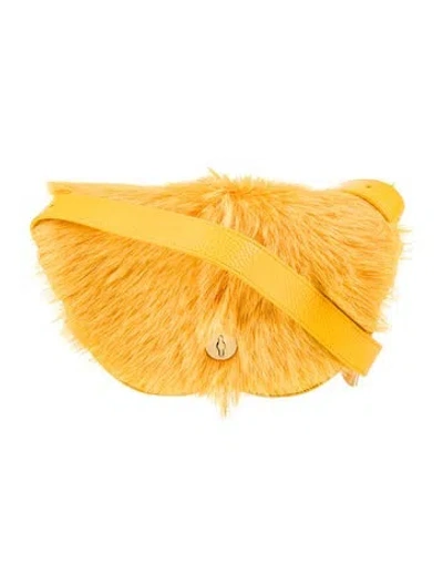 Pre-owned Burberry Fur Crossbody Bag In Yellow