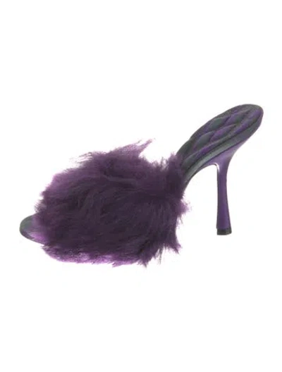 Pre-owned Burberry Fur Fur Trim Slides In Purple