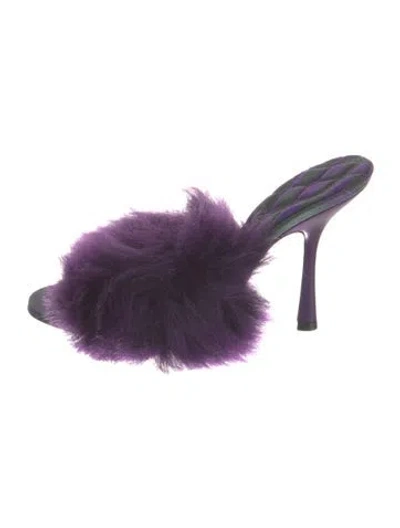 Pre-owned Burberry Fur Fur Trim Slides In Purple