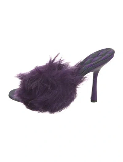 Pre-owned Burberry Fur Fur Trim Slides In Purple