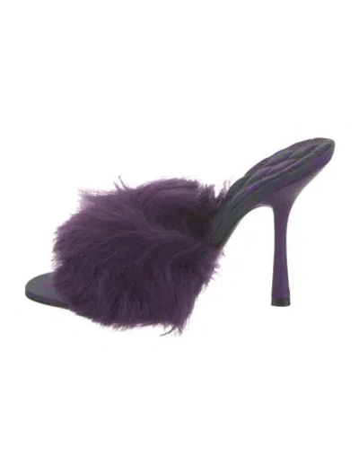 Pre-owned Burberry Fur Fur Trim Slides In Purple