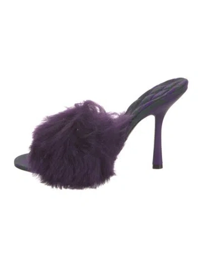 Pre-owned Burberry Fur Fur Trim Slides In Purple