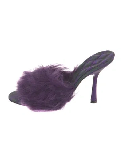 Pre-owned Burberry Fur Fur Trim Slides W/ Tags In Purple