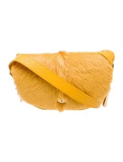 Pre-owned Burberry Fur Messenger Bag In Yellow