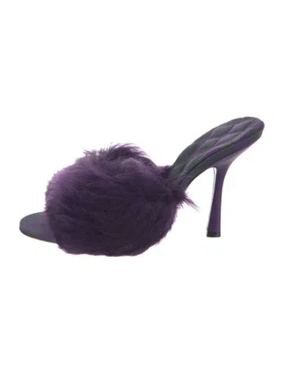 Pre-owned Burberry Fur Plaid Print Sandals In Purple
