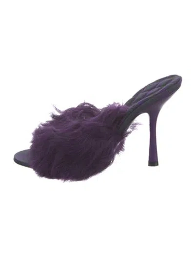 Pre-owned Burberry Fur Slides In Purple