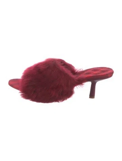 Pre-owned Burberry Fur Slides In Red