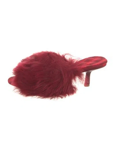 Pre-owned Burberry Fur Slides In Red