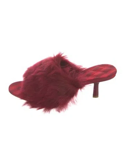 Pre-owned Burberry Fur Slides In Red