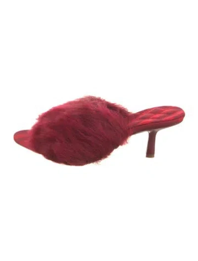 Pre-owned Burberry Fur Slides In Red