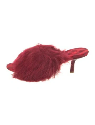 Pre-owned Burberry Fur Slides In Red