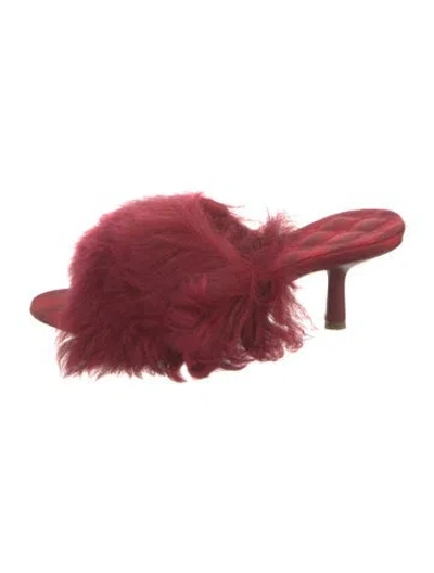 Pre-owned Burberry Fur Slides In Red