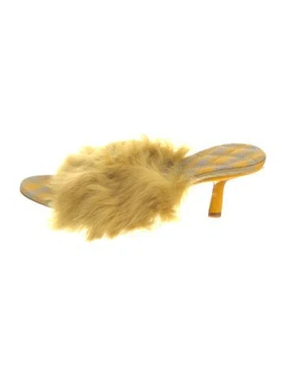 Pre-owned Burberry Fur Slides In Yellow