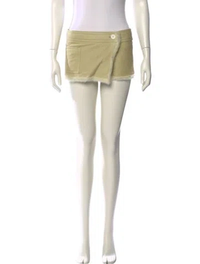 Pre-owned Burberry Fur Trim Mini Skirt W/ Tags In Green