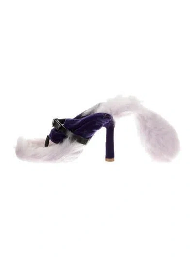 Pre-owned Burberry Fur Trim Slides In Purple