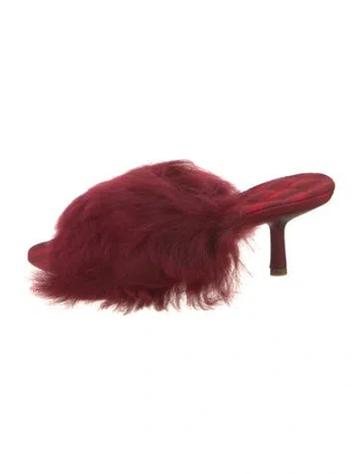 Pre-owned Burberry Fur Trim Slides In Red