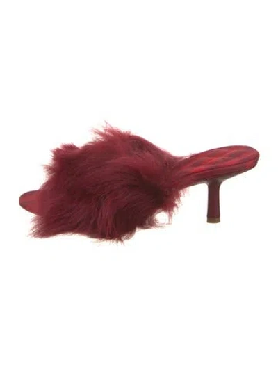 Pre-owned Burberry Fur Trim Slides In Red