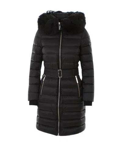 Burberry Fur Trimmed Zipper Coat In Black