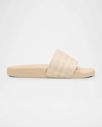 Burberry Furley  Check Slides In Brown