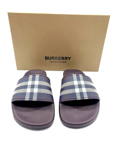 Pre-owned Burberry Furley Check Pool Sandals Size 6 Us In Red