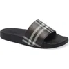 Burberry Furley Check Slide Sandal In Black
