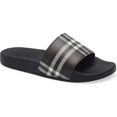 Burberry Furley Check Slide Sandal In Black