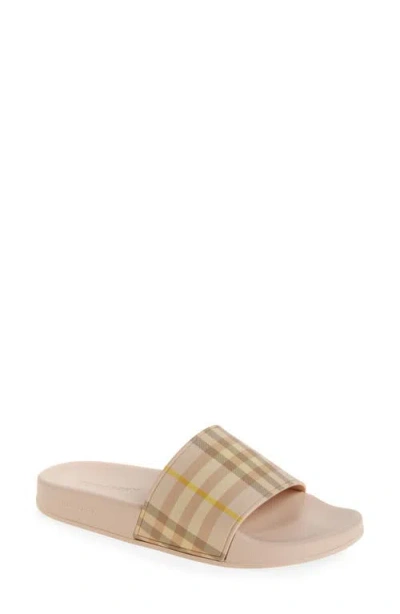 Burberry Furley Check Slide Sandals In Neutral