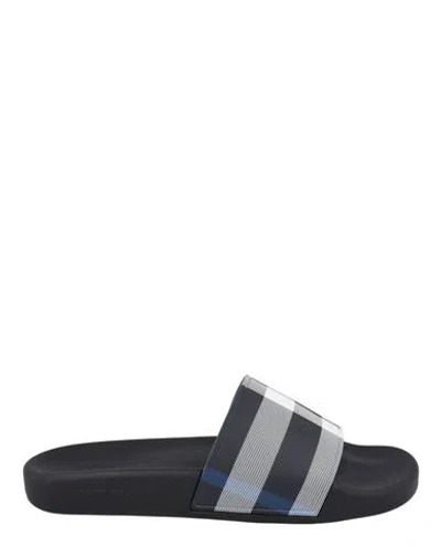 Burberry Furley Check Slide Sandals Man Sandals Multicolored Size 8 Polyurethane In Black