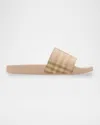 Burberry Furley Check Slide Sandals In Neutral
