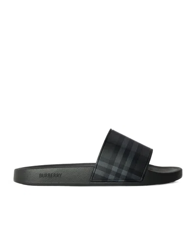 Burberry Furley Check Slides In Animal Print