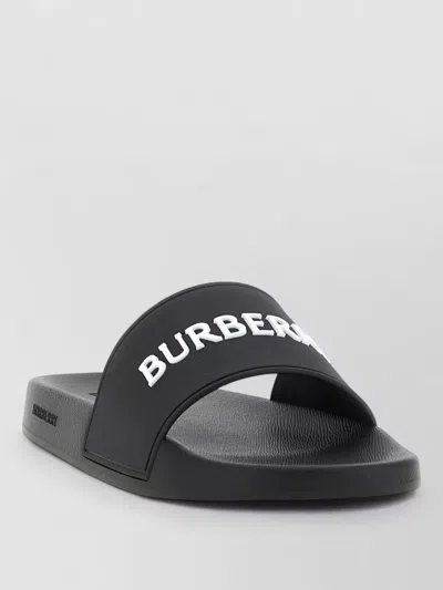 Burberry Furley Slides Open Toe Flat Sole In Black