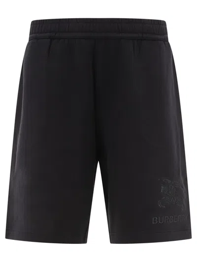 BURBERRY FW23 MEN'S BLACK REGULAR FIT SHORTS WITH ELASTICATED WAIST AND POCKETS