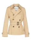 Burberry Short Trench Coat With Belt In Beige