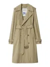 Burberry Double Breasted Belted Trench Coat In Beige