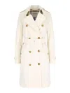 Burberry Waist Belted Double-breasted Epaulettes Jacket In White