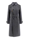 Burberry Cotton Blend Trench With Burrberry Check Lining In Grey