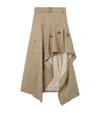 Burberry Heather Belted Asymmetric Cotton-gabardine Midi Skirt In Neutral
