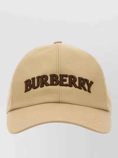 Burberry Gabardine Baseball Cap Curved Brim Design In Brown