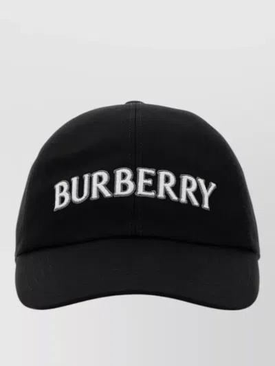 Burberry Gabardine Baseball Cap Curved Brim Design In Black